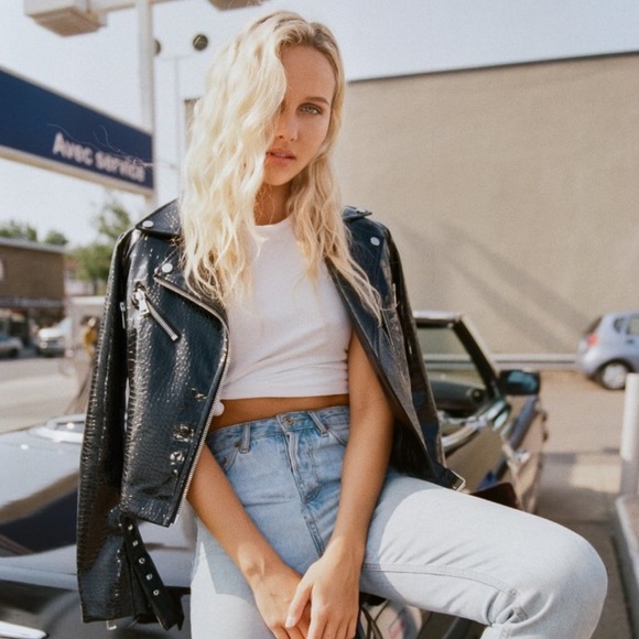 Croco faux leather jacket